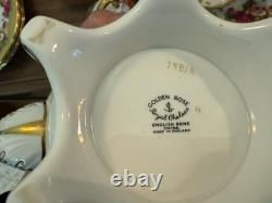 Royal Chelsea Golden Rose Tea Set Teapot Cups Saucers Cream Sugar Tray Plates