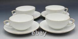 Royal Copenhagen Gold Fan #1275 Pattern Set of 4 Teacups & Saucers