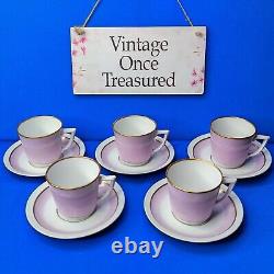 Royal Copenhagen ORDRUP 5 x Lilac ESPRESSO / MOCHA CUPS & SAUCERS 1950s EXC