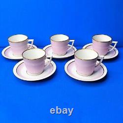 Royal Copenhagen ORDRUP 5 x Lilac ESPRESSO / MOCHA CUPS & SAUCERS 1950s EXC