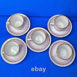 Royal Copenhagen ORDRUP 5 x Lilac ESPRESSO / MOCHA CUPS & SAUCERS 1950s EXC