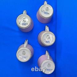Royal Copenhagen ORDRUP 5 x Lilac ESPRESSO / MOCHA CUPS & SAUCERS 1950s EXC