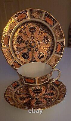 Royal Crown Derby 1128 Antique Old Imari Trio. Cup, Saucer Side Plate