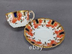 Royal Crown Derby 3411 Orange Floral Cobalt & Gold Tea Cup & Saucer Circa 1897