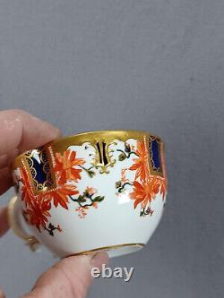 Royal Crown Derby 3411 Orange Floral Cobalt & Gold Tea Cup & Saucer Circa 1897