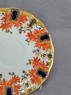 Royal Crown Derby 3411 Orange Floral Cobalt & Gold Tea Cup & Saucer Circa 1897