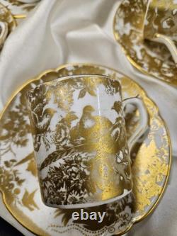 Royal Crown Derby GOLD AVES Coffee Cup And Saucer Set Of 4 BOXED UNUSED