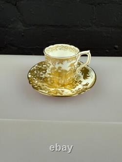Royal Crown Derby Gold Aves A. 1235 Fluted Coffee Cup & Saucer 2 Sets Available