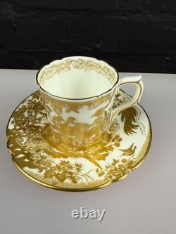 Royal Crown Derby Gold Aves A. 1235 Fluted Coffee Cup & Saucer 2 Sets Available
