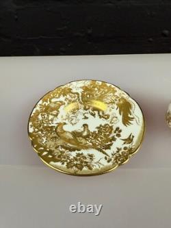 Royal Crown Derby Gold Aves A. 1235 Fluted Coffee Cup & Saucer 2 Sets Available