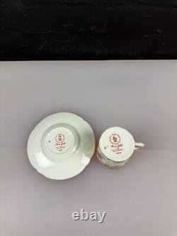 Royal Crown Derby Gold Aves A. 1235 Fluted Coffee Cup & Saucer 2 Sets Available