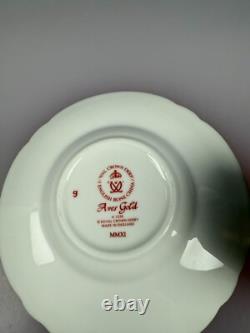 Royal Crown Derby Gold Aves A. 1235 Fluted Coffee Cup & Saucer 2 Sets Available