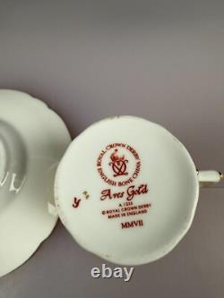 Royal Crown Derby Gold Aves A. 1235 Fluted Coffee Cup & Saucer 2 Sets Available