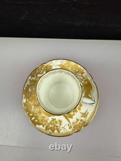 Royal Crown Derby Gold Aves A. 1235 Fluted Coffee Cup and Saucer 2 Sets Available