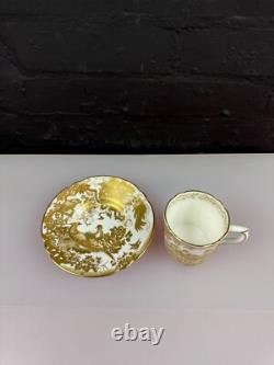 Royal Crown Derby Gold Aves A. 1235 Fluted Coffee Cup and Saucer 2 Sets Available