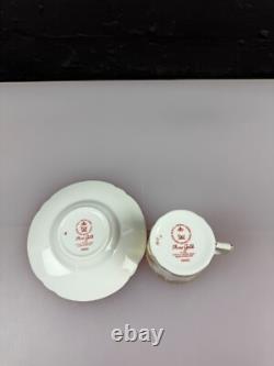 Royal Crown Derby Gold Aves A. 1235 Fluted Coffee Cup and Saucer 2 Sets Available
