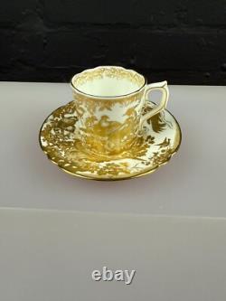 Royal Crown Derby Gold Aves A. 1235 Fluted Coffee Cup and Saucer 3 Sets Available