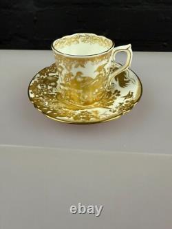 Royal Crown Derby Gold Aves A. 1235 Fluted Coffee Cup and Saucer 3 Sets Available