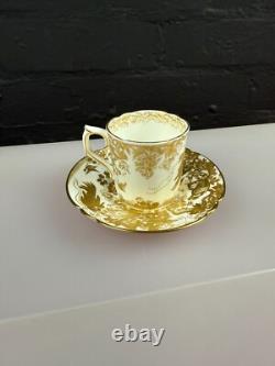 Royal Crown Derby Gold Aves A. 1235 Fluted Coffee Cup and Saucer 3 Sets Available