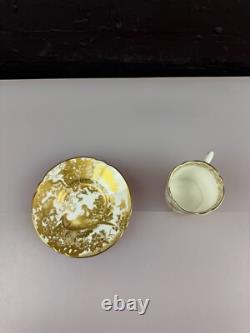 Royal Crown Derby Gold Aves A. 1235 Fluted Coffee Cup and Saucer 3 Sets Available