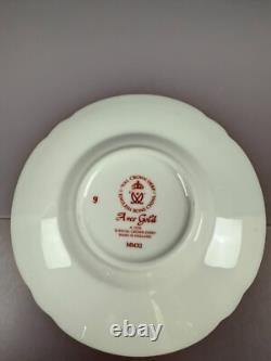 Royal Crown Derby Gold Aves A. 1235 Fluted Coffee Cup and Saucer 3 Sets Available