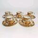 Royal Crown Derby Gold Aves Demitasse Coffee Cup & Saucer Set Of 5