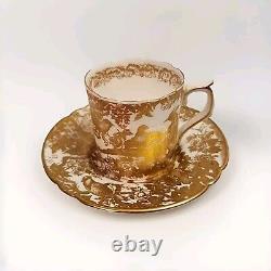 Royal Crown Derby Gold Aves Demitasse Coffee Cup & Saucer Set Of 5
