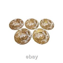 Royal Crown Derby Gold Aves Demitasse Coffee Cup & Saucer Set Of 5