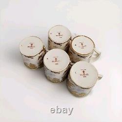 Royal Crown Derby Gold Aves Demitasse Coffee Cup & Saucer Set Of 5