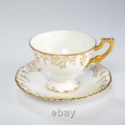 Royal Crown Derby Grape Vine Gold Cream Footed 6 Teacups 6 Saucers #839130 Set A