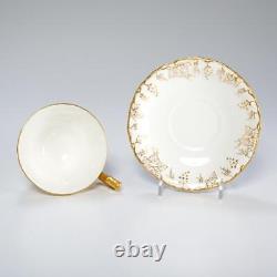 Royal Crown Derby Grape Vine Gold Cream Footed 6 Teacups 6 Saucers #839130 Set A