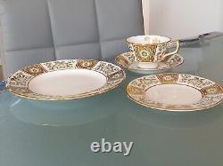 Royal Crown Derby Green Derby Panel Trio Cup/Saucer/Plate & 8.5 Salad Plate