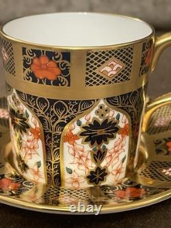 Royal Crown Derby Imari 1128, solid gold band, coffee cup & saucer, 4.5dia. VGC