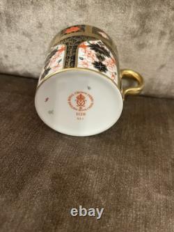 Royal Crown Derby Imari 1128, solid gold band, coffee cup & saucer, 4.5dia. VGC
