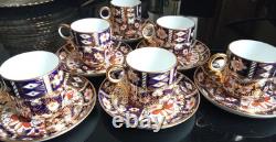 Royal Crown Derby Imari 2451 6 coffee cups & Saucers 1923/4/5 hand painted
