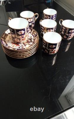 Royal Crown Derby Imari 2451 6 coffee cups & Saucers 1923/4/5 hand painted