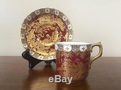 Royal Crown Derby PARADISE MAROON Flat Demitasse Cup & Saucer Set