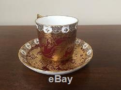 Royal Crown Derby PARADISE MAROON Flat Demitasse Cup & Saucer Set