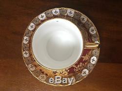 Royal Crown Derby PARADISE MAROON Flat Demitasse Cup & Saucer Set