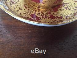 Royal Crown Derby PARADISE MAROON Flat Demitasse Cup & Saucer Set