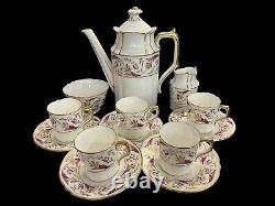 Royal Crown Derby PRINCESS Coffee Cups & Saucers Set With Coffee Pot 13 Pieces