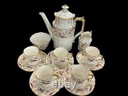 Royal Crown Derby PRINCESS Coffee Cups & Saucers Set With Coffee Pot 13 Pieces
