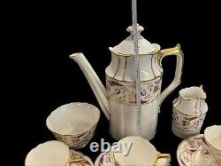 Royal Crown Derby PRINCESS Coffee Cups & Saucers Set With Coffee Pot 13 Pieces