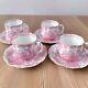 Royal Crown Derby Pink Aves Cup Saucer Coffee Demitasse X 4, 85ml Birds 50s Rare