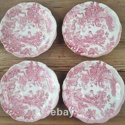 Royal Crown Derby Pink Aves Cup Saucer Coffee Demitasse x 4, 85ml Birds 50s RARE