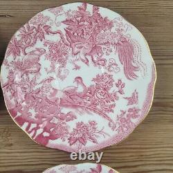 Royal Crown Derby Pink Aves Cup Saucer Coffee Demitasse x 4, 85ml Birds 50s RARE
