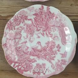 Royal Crown Derby Pink Aves Cup Saucer Coffee Demitasse x 4, 85ml Birds 50s RARE