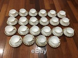 Royal Crown Derby Porcelain Heraldic Gold Set of 22 Cups & Saucers
