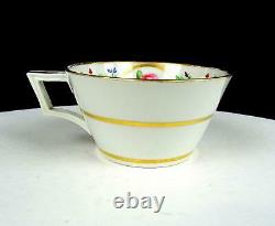 Royal Crown Derby Rose And Floral Gold Trim French Handle 2 Cup & Saucer 1863