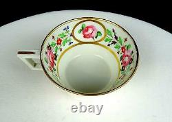 Royal Crown Derby Rose And Floral Gold Trim French Handle 2 Cup & Saucer 1863